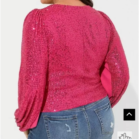🍂🍁NWOT TORRID 3X Sequin Deep V-Neck Long Sleeve Blouse - Picture 5 of 5